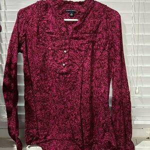 Banana Republic Ruffled Pink Batik Print Paisley Blouse Size S